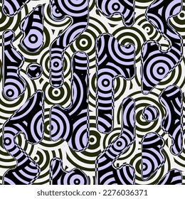 Abstract optical illusion circles. Seamless pattern