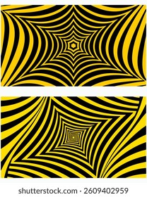 Abstract Optical Illusion Design with Yellow and Black Stripes