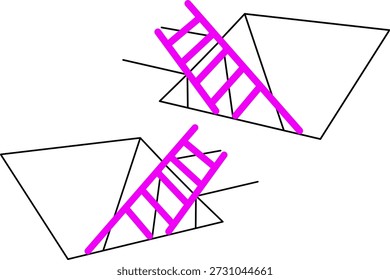 Desenho de ilusão óptica abstrato com impossível escada cruzando formas geométricas, arte de linha minimalista criando perspectiva paradoxal e efeito visual surreal.