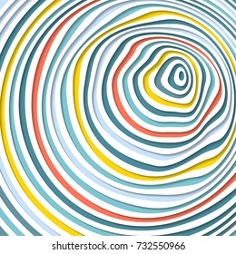 Abstract optical illusion. Hypnosis curved spiral design concept for hypnosis, infinity, unconscious, psychic, chaos, extrasensory. Vector multicolored striped background. Hypnotic wavy pattern.
