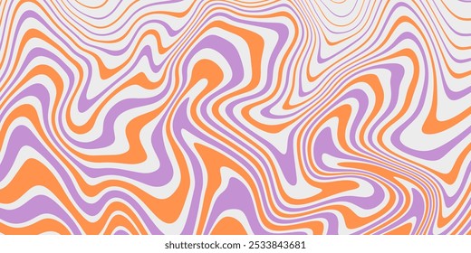 Abstract Optical Illusion Linear Background. Y2k Acid Geometric Op Art Pattern. Psychedelic Stripe Texture Vector Design.
