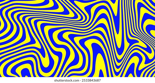 Abstract Optical Illusion Linear Background. Y2k Acid Geometric Op Art Pattern. Psychedelic Stripe Texture Vector Design.