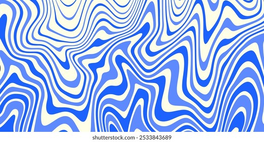 Abstract Optical Illusion Linear Background. Y2k Acid Geometric Op Art Pattern. Psychedelic Stripe Texture Vector Design.
