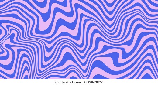 Abstract Optical Illusion Linear Background. Y2k Acid Geometric Op Art Pattern. Psychedelic Stripe Texture Vector Design.