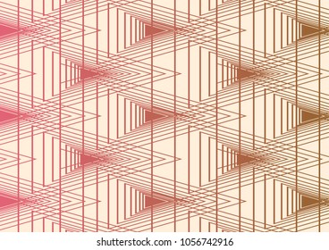 Abstract optical illusion retro color line geometric triangle overlap background, 
Pink-brown color line on yellow background
