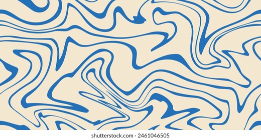 Abstract optical illusion seamless pattern. Psychedelic waves print background. 1970s trippy seamless pattern. Marble acrylic pattern, wood texture, watercolor marble background.