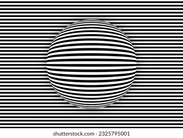 Abstract optical illusion shape. Background with black and white lines. Vector illustration.