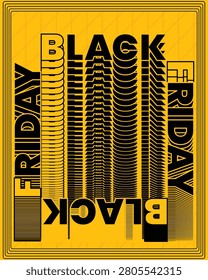 Abstract Optical Illusion Text Poster Yellow Black Geometric Depth Art
