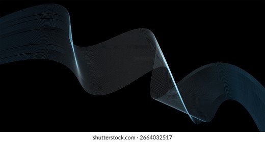 Abstract optical illusion wave black and electrical lines with distortion effect. Abstract wave background, black and white wavy stripes or lines design.