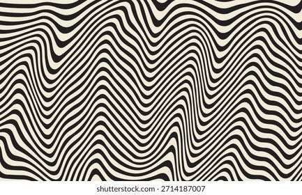 Onda de ilusión óptica Abstractas líneas en blanco y negro Vector