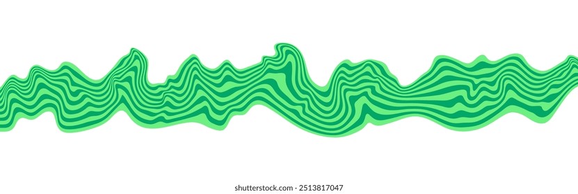 Onda óptica Abstractas de la ilusión en el fondo blanco. Un flujo de rayas verdes formando un efecto de distorsión ondulado. Ilustración vectorial.