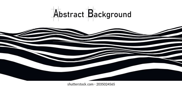 Abstract optical illusion wave. A stream of black and white stripes forming a wavy distortion effect. Vector Illustration.