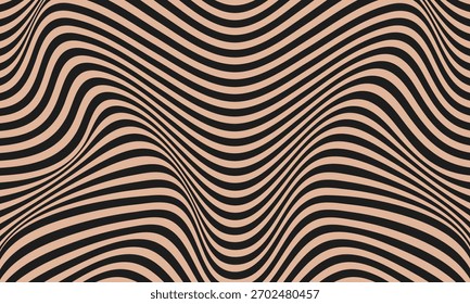 Abstract optical illusion of wavy black and white stripes creating a distorted visual effect