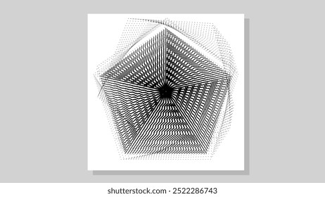 Ilusão óptica abstrata com pentágonos concêntricos de Zigzag