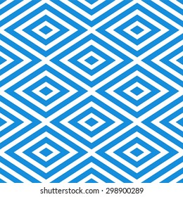 Abstract optical native american style blue vector pattern on a white background