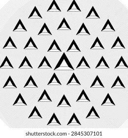 abstract optical vector penrose triangular moire optical interference pattern black white texture
