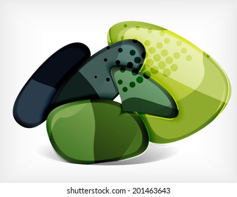 Abstract option infographics made of glossy big round shapes. Cartoon glass style