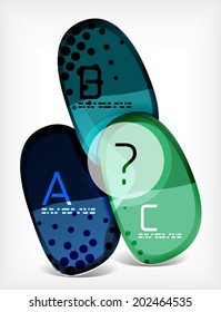 Abstract option infographics made of glossy big round shapes. Cartoon glass style