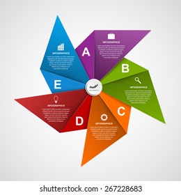 Abstract options infographics design template in the shape of air pinwheel. Vector Illustration.