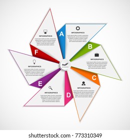 Abstract options infographics design template in the shape of air pinwheel. Vector Illustration.
