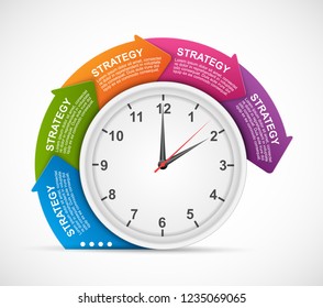Abstrakte Optionen Infografik Vorlage. Pfeile um die Uhr.