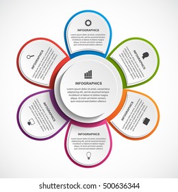 Abstract options infographics template with flower. Infographics for business presentations or information banner.