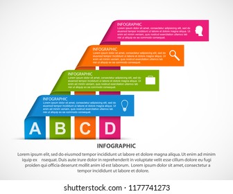 Abstract options infographics template with ribbons. Infographics for business presentations or information banner.  
