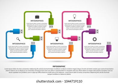 Abstract options infographics template. USB cable. Infographics for business presentations or information banner.