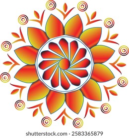 abstract orang and yellow color mandala design set