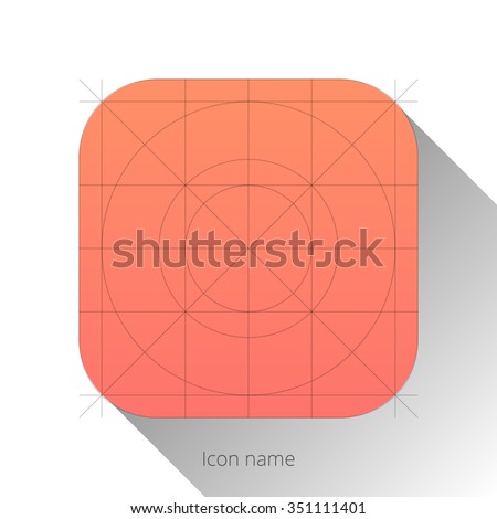 Abstract orange app icon, blank button template with flat designed shadow and gradient background for internet sites, web user interfaces (UI) and applications (apps). Vector illustration.