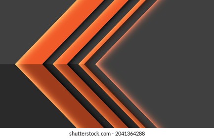 Abstract orange arrow light shadow direction geometric on grey with blank space design modern futuristic technology background vector illustration. 