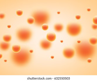 Abstract orange background with 3d bubbles. Vector illustration.