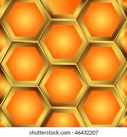 Abstract orange background about honeycombs (vector)