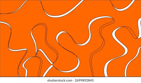 Abstract orange background with black curved lines creating dynamic pattern
