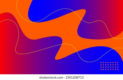 abstract orange background with blue red curved wave, gradient color background. templates for poster, card, banner, backdrop, brochure, cover, wallpaper, website. vector design