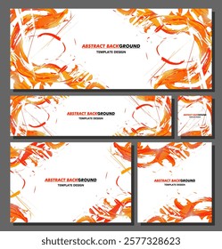 Abstract Orange Background With Brush Texture Illustration, Abstract Template Design Vector