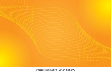 Abstract orange background with curved wavy lines. Vector illustration for design. Wave from line and yellow space