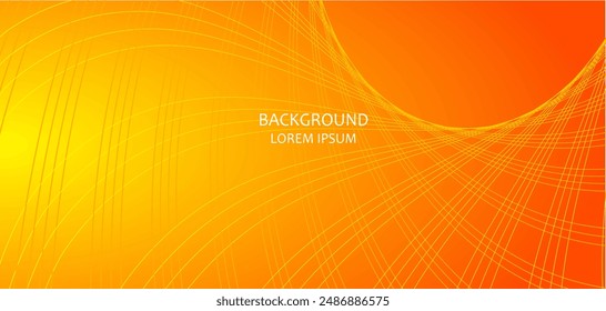 Abstract orange background. Curves intersecting on gradient background.