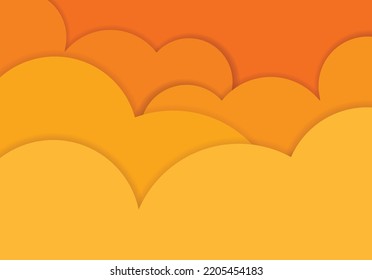 Abstract orange background design with curve layers and shadow pattern. Vector papercut style template for business banner or formal invitation.