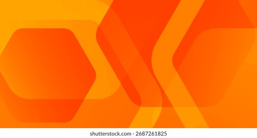Abstract orange background with dynamic hexagon elements. Trendy and modern geometric gradient background. Vector illustration.