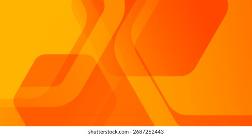 Abstract orange background with dynamic hexagon elements. Trendy and modern geometric gradient background. Vector illustration.