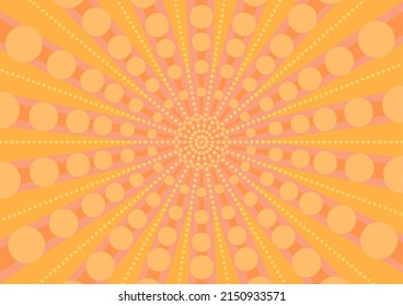 Abstract orange background with dynamic lines and halftone dots. Optical illusion.