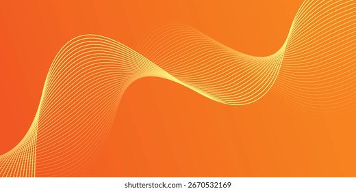 Fundo laranja abstrato preenchido com partículas fluindo representa a perfeita integração de tecnologia, arte e o futuro da inovação