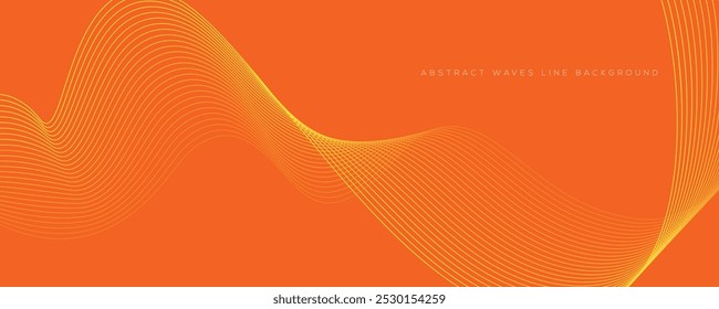 Abstract orange background with flowing wave lines. Glowing wavy lines. Shiny colorful moving lines design element. Modern dynamic wave pattern. Suit for website, poster, brochure, banner, flyer