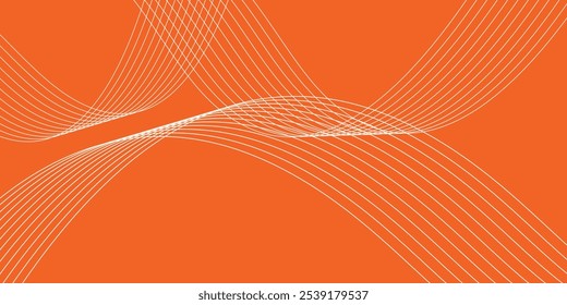 Abstractas fondo naranja con líneas onduladas. Líneas onduladas brillantes. 