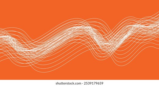 Abstractas fondo naranja con líneas onduladas. Líneas onduladas brillantes. 