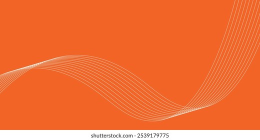Abstractas fondo naranja con líneas onduladas. Líneas onduladas brillantes. 