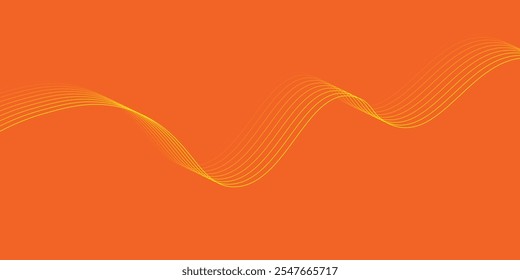 Abstrakter orangefarbener Hintergrund mit fließenden Wellenlinien. Glühende wellenförmige Linien. Glänzende bunte bewegte Linien Design-Element. Modernes dynamisches Wellenmuster. Vektor