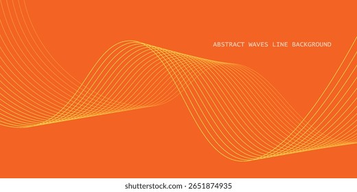 Abstract orange background with flowing wave lines. Glowing wavy lines. Shiny colorful moving lines design element.