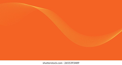 Abstract orange background with flowing wave lines. Glowing wavy lines. Shiny colorful moving lines design element. Modern dynamic wave pattern. Suit for website, poster, brochure, banner, flyer